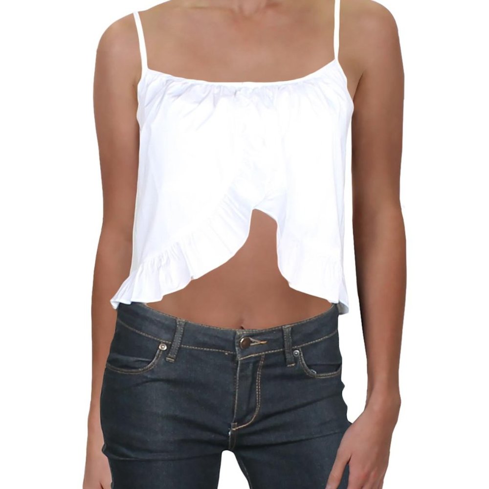 NWT Danielle Bernstein Cropped Ruffle Tank White Size Medium